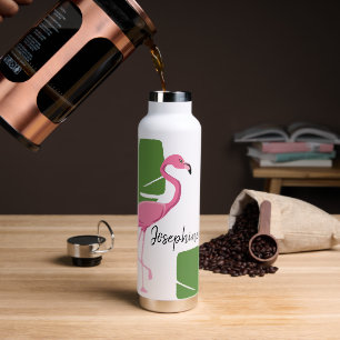 Rosa Flamingo Tropisches Brautparty personalisiert Trinkflasche