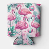 Rosa Flamingo tropisches Design Dosenkühler (Vorderseite)