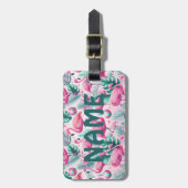 Rosa Flamingo tropisches Design Gepäckanhänger (Vorderseite vertikal)