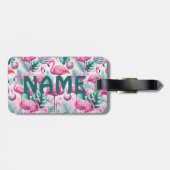 Rosa Flamingo tropisches Design Gepäckanhänger (Rückseite horizontal)