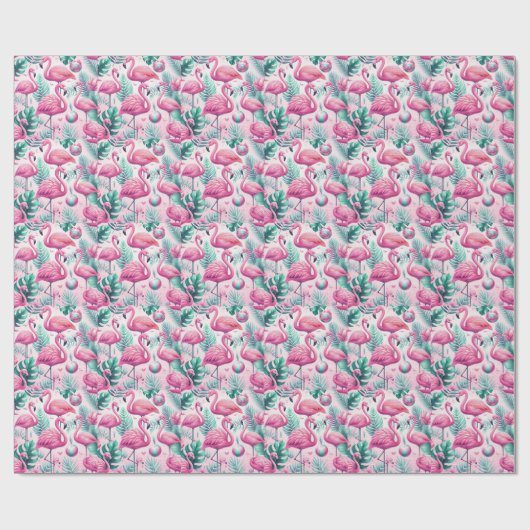 Rosa Flamingo tropisches Design Geschenkpapier (Flach)