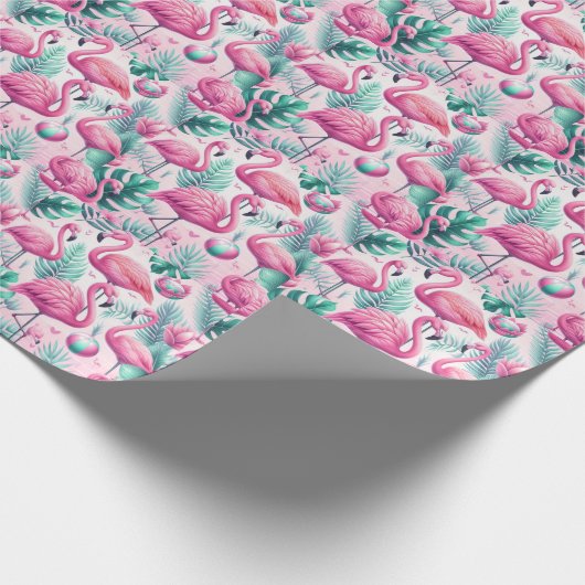 Rosa Flamingo tropisches Design Geschenkpapier (Ecke)