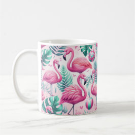 Rosa Flamingo tropisches Design Kaffeetasse