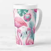 Rosa Flamingo tropisches Design Milchtasse (Rechte Ecke)