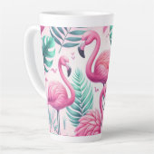 Rosa Flamingo tropisches Design Milchtasse (Linke Ecke)