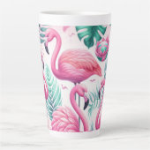 Rosa Flamingo tropisches Design Milchtasse (Vorderseite)