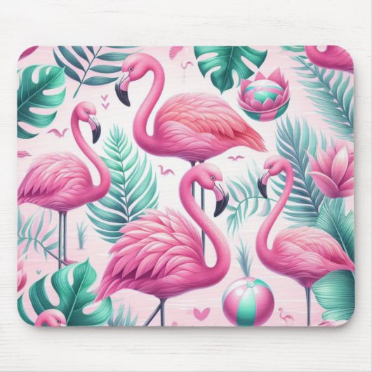 Rosa Flamingo tropisches Design Mousepad (Vorne)