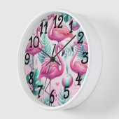 Rosa Flamingo tropisches Design Uhr (Winkel)