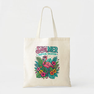 Rosa Flamingo Tropisches Floral - Sommerurlaub  Tragetasche