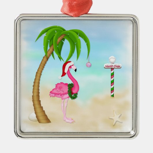 Rosa Flamingo Tropisches Holiday Ornament (Vorne)
