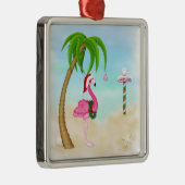 Rosa Flamingo Tropisches Holiday Ornament Aus Metall (Rechts)