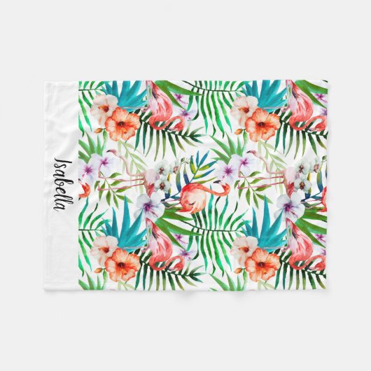 Rosa Flamingo-tropisches mit Fleecedecke (Vorderseite (Horizontal))
