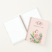 Rosa Flamingo tropisches Monogramm Notizblock (Innenseite)