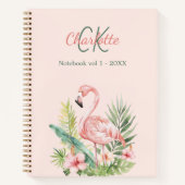 Rosa Flamingo tropisches Monogramm Notizblock (Vorderseite)