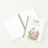 Rosa Flamingo tropisches Monogramm Notizblock (Innenseite)