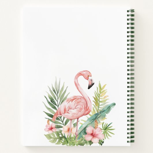 Rosa Flamingo tropisches Monogramm Notizblock (Rückseite)