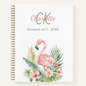 Rosa Flamingo tropisches Monogramm Notizblock (Vorderseite)