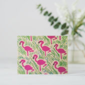 Rosa Flamingo-tropisches Muster Postkarte (Stehend Vorderseite)