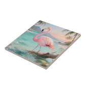 Rosa Flamingo Tropisches Paradies Fliese (Seite)
