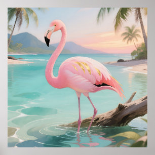 Rosa Flamingo Tropisches Paradies Poster