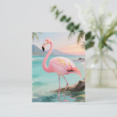 Rosa Flamingo Tropisches Paradies Postkarte (Stehend Vorderseite)