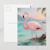 Rosa Flamingo Tropisches Paradies Postkarte (Vorne/Hinten)