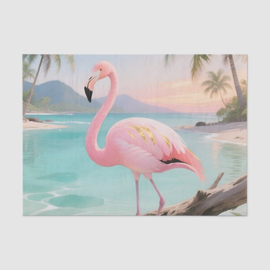 Rosa Flamingo Tropisches Paradies Seidenpapier (Vorderseite)