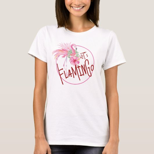 Rosa Flamingo Tropisches Party T Shirt (Vorderseite)
