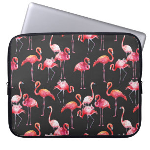 Rosa Flamingo: Tropisches Wasserfarbmuster. Laptopschutzhülle