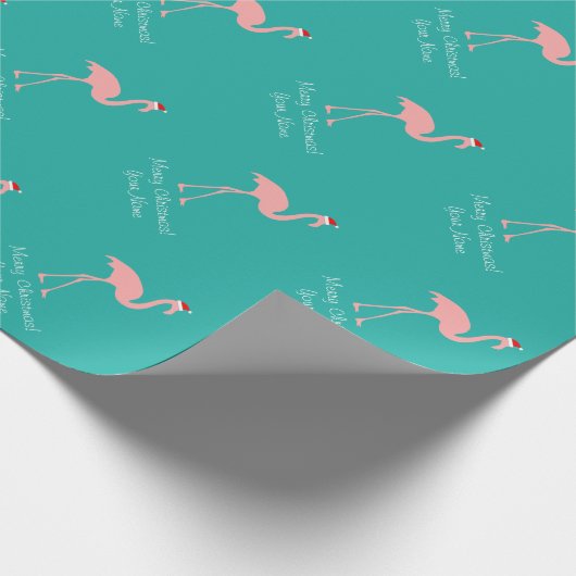 Rosa Flamingo tropisches WeihnachtsPackpapier Geschenkpapier (Ecke)