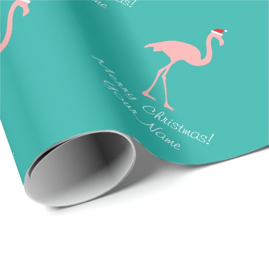 Rosa Flamingo tropisches WeihnachtsPackpapier Geschenkpapier (Rolleneckpunkt)