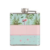 Rosa Flamingo-Tupfen Flachmann (Rückseite)