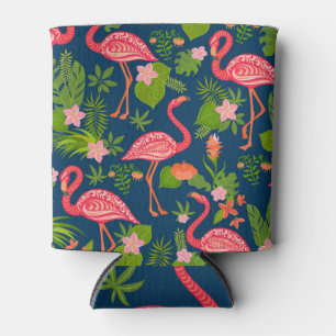 Rosa Flamingo: Türkis gestreift Vintage Dosenkühler