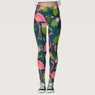 Rosa Flamingo: Türkis gestreift Vintage Leggings