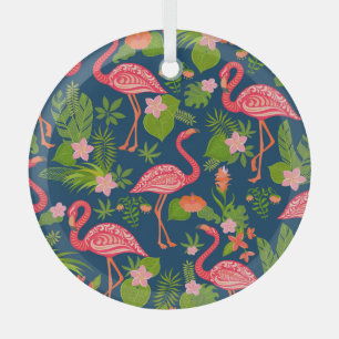 Rosa Flamingo: Türkis gestreift Vintage Ornament Aus Glas