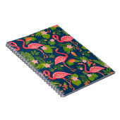 Rosa Flamingo: Türkis Streifen Vintag Notizblock (Rechte Seite)