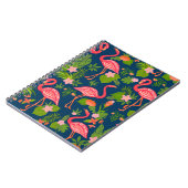 Rosa Flamingo: Türkis Streifen Vintag Notizblock (Linke Seite)