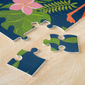 Rosa Flamingo: Türkis Streifen Vintag Puzzle (Seite)