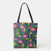 Rosa Flamingo: Türkis Streifen Vintag Tasche (Rückseite)