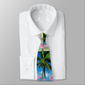 Rosa Flamingo-u. der Palme-Männer Krawatte (Gebunden)