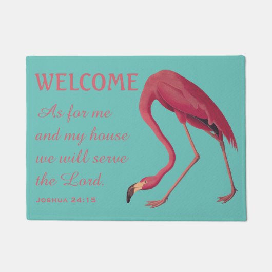 Rosa Flamingo und Bibelverse Doormat Fußmatte (Vorderseite)