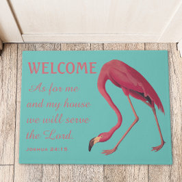 Rosa Flamingo und Bibelverse Doormat Fußmatte