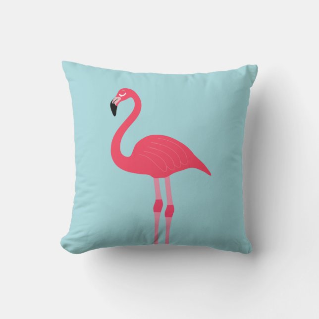 Rosa Flamingo und blauer Hintergrund Kissen (Vorderseite)