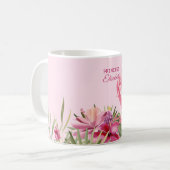 Rosa Flamingo und Blume Kaffeetasse (Vorderseite Links)