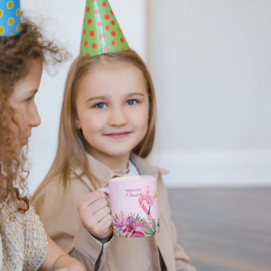 Rosa Flamingo und Blume Kaffeetasse
