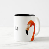 Rosa Flamingo und Monogram Zweifarbige Tasse (VorderseiteRechts)