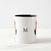 Rosa Flamingo und Monogram Zweifarbige Tasse (Mittel)