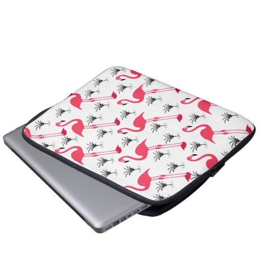 Rosa Flamingo-und Palme Laptopschutzhülle (Vorne Knopf)