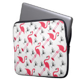 Rosa Flamingo-und Palme Laptopschutzhülle (Vorderseite Links)