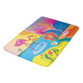 Rosa Flamingo und Sommercocktail Badematte (Schrägansicht)